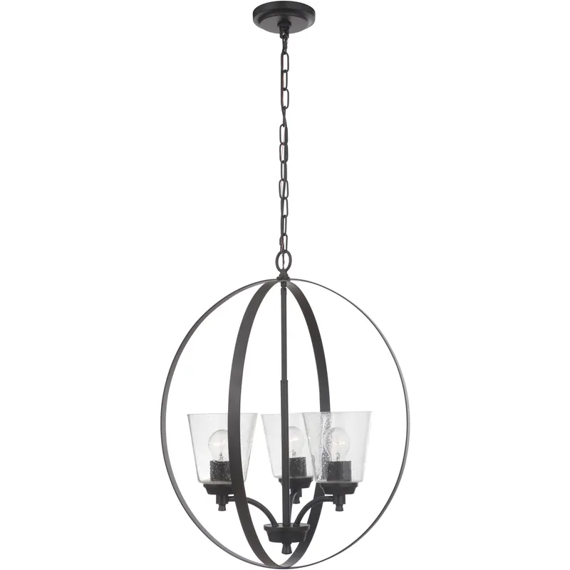 Neighborhood Tyler 3 Light 21 inch Flat Black Foyer Light Ceiling Light in Clear Seeded, Neighborhood Collection Affordable