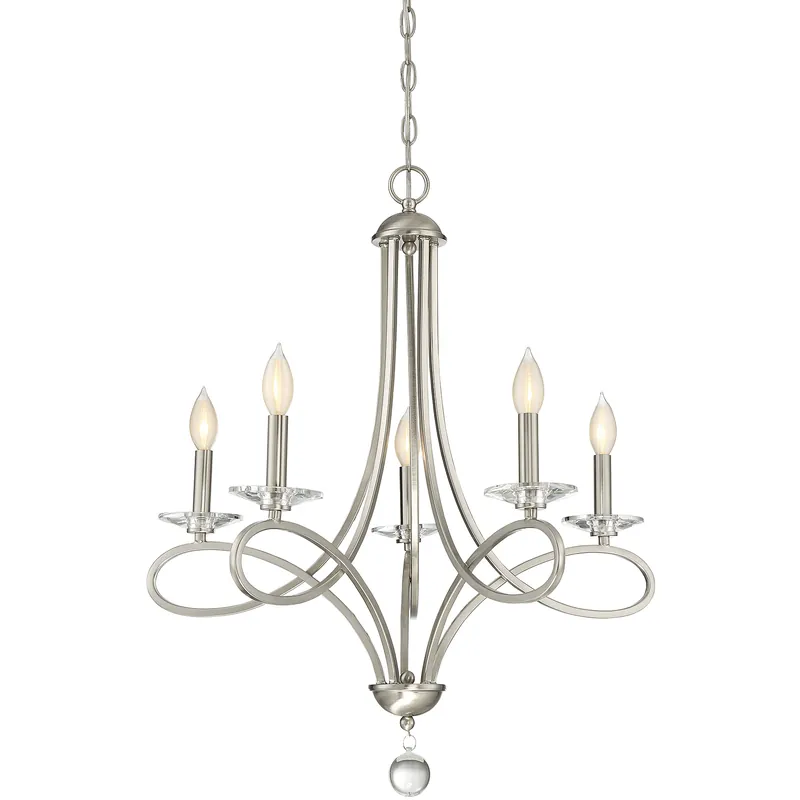 Viral Modern 5 Light 26 inch Brushed Nickel Chandelier Ceiling Light