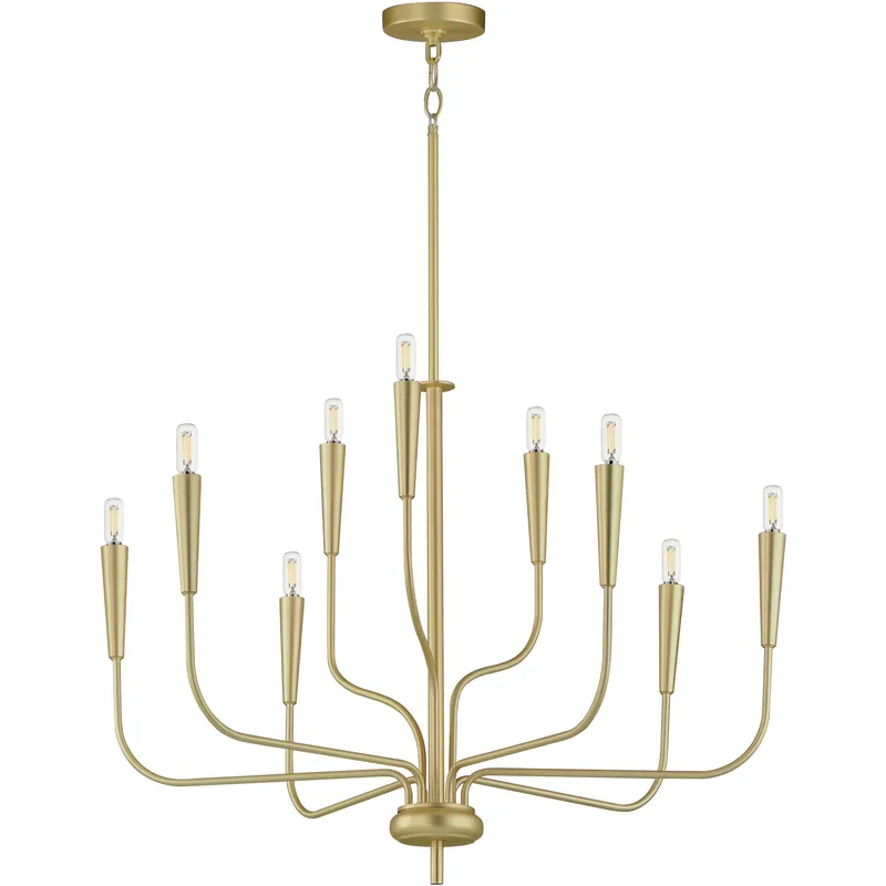 Vela 9 Light 32 inch Satin Brass Multi-Tier Chandelier Ceiling Light Weekend Sale