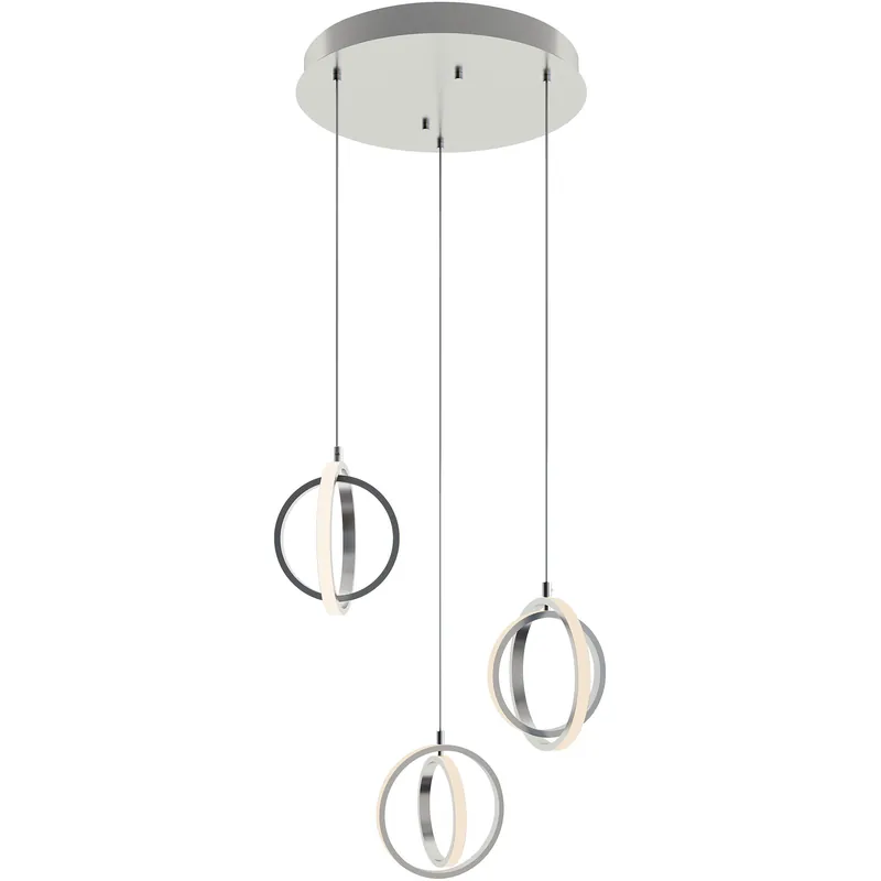 Fast Shipping Lock 3 Light 23.37 inch Satin Nickel Pendant Ceiling Light