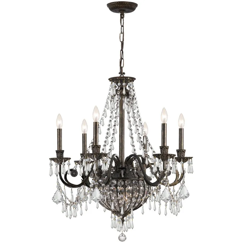 Vanderbilt 6 Light 27 inch English Bronze Chandelier Ceiling Light Authentic