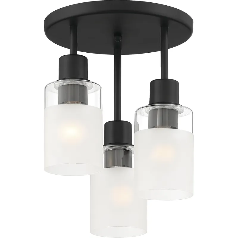 Express Delivery Cedar Lane 3 Light 11 inch Matte Black Semi-Flush Ceiling Light