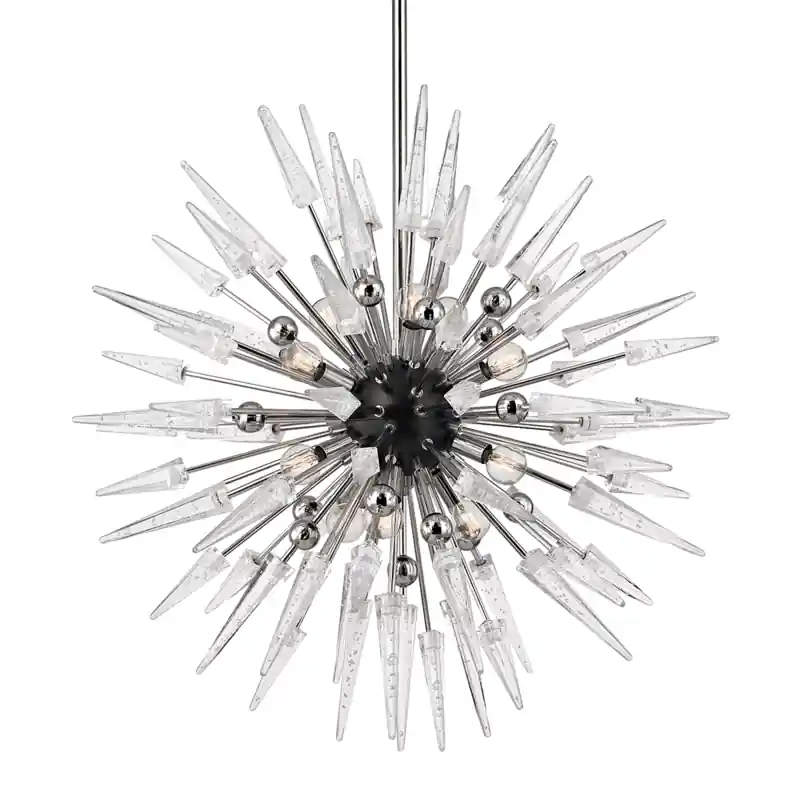 No Minimum Order Sparta 12 Light 32 inch Polished Nickel Chandelier Ceiling Light