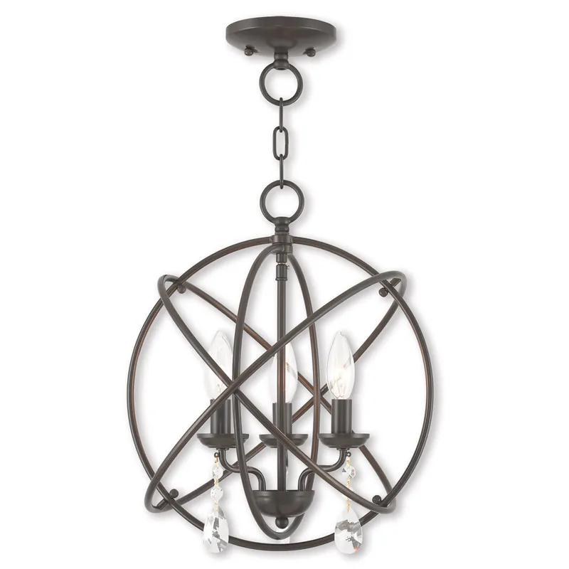 Aria 3 Light 15 inch English Bronze Convertible Mini Chandelier/Ceiling Mount Ceiling Light Authentic
