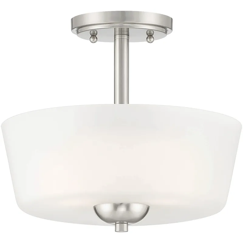 Malone 2 Light 12 inch Brushed Nickel Semi-Flush Ceiling Light Clearance
