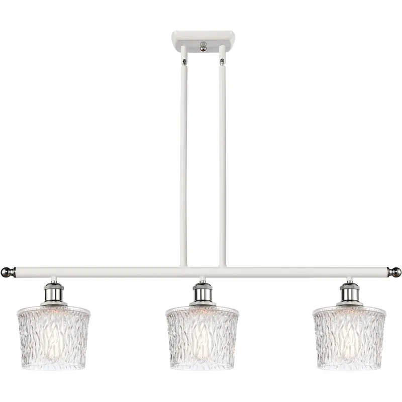 Ballston Niagra 3 Light 36 inch White and Polished Chrome Island Light Ceiling Light, Ballston Buy Direct