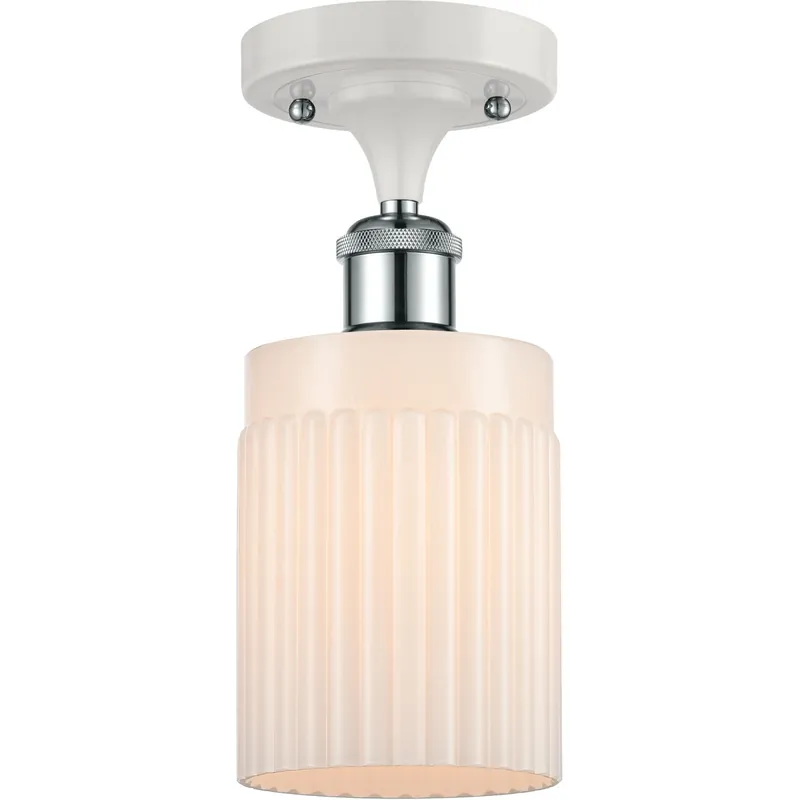 Ballston Hadley 1 Light 5 inch White and Polished Chrome Semi-Flush Mount Ceiling Light in Matte White Glass, Ballston Price Cut