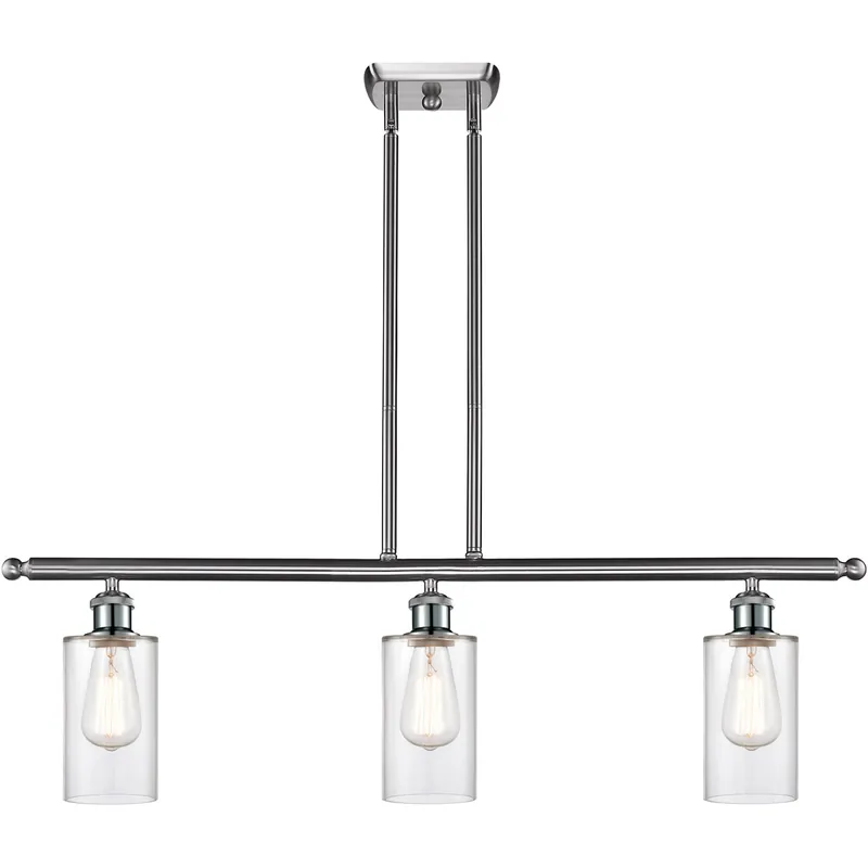 Ballston Clymer LED 36 inch Brushed Satin Nickel Island Light Ceiling Light in Clear Glass, Ballston Brand New