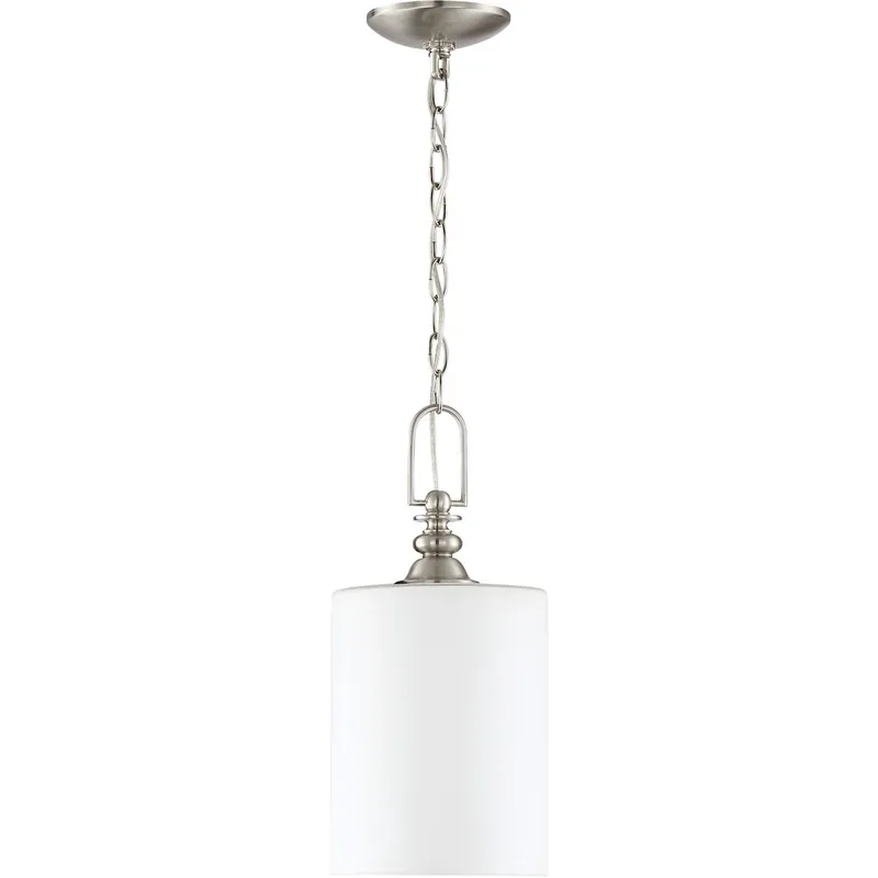 Neighborhood Dardyn 1 Light 7.5 inch Brushed Polished Nickel Mini Pendant Ceiling Light in White Frosted Glass Buy Today
