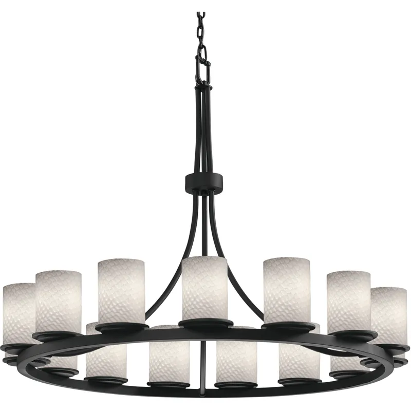 Instant Buy Fusion 15 Light 42 inch Matte Black Chandelier Ceiling Light in Weave, Incandescent