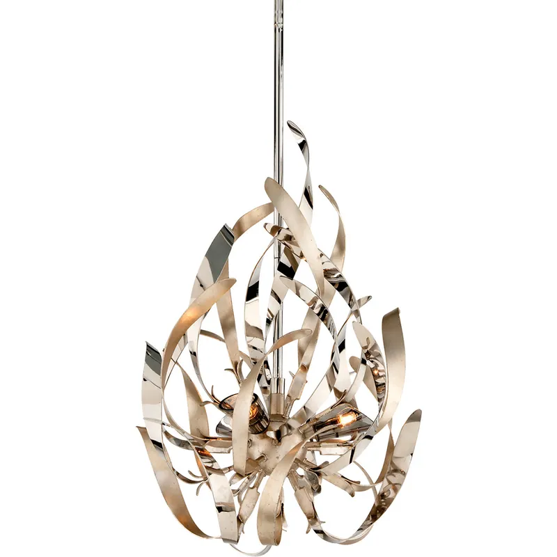 Graffiti 3 Light 15 inch Silver Leaf Polished Nickel Pendant Ceiling Light Factory Price