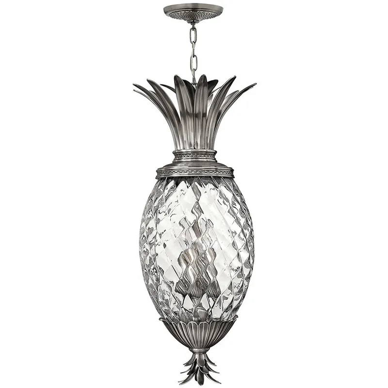 Plantation 4 Light 12.5 inch Polished Antique Nickel Indoor Foyer Pendant Ceiling Light, Large Express Delivery