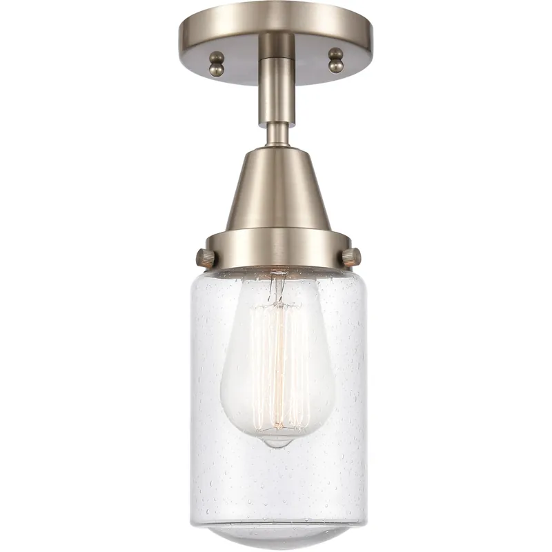 Franklin Restoration Dover 1 Light 5 inch Brushed Satin Nickel Flush Mount Ceiling Light in Seedy Glass Hot Picks