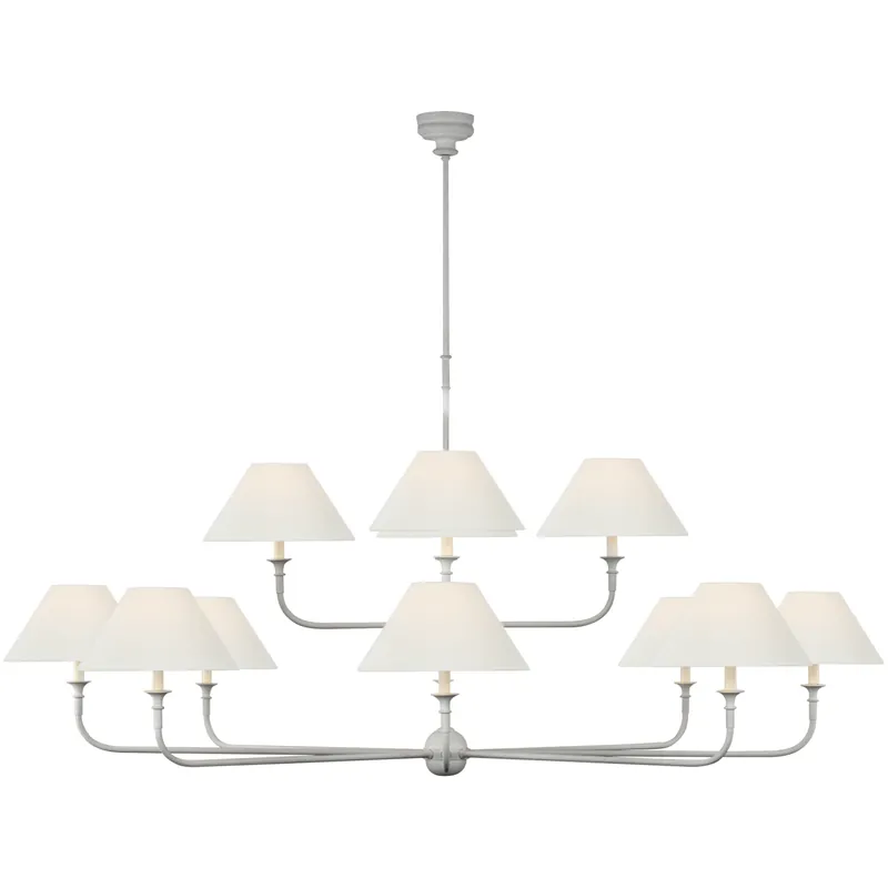 Thomas O'Brien Piaf LED 72 inch Plaster White Two Tier Chandelier Ceiling Light, Oversized Warranty Included