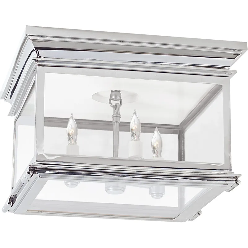 Special Offer Chapman & Myers Club 3 Light 13 inch Polished Nickel Flush Mount Ceiling Light in Clear Glass, Large