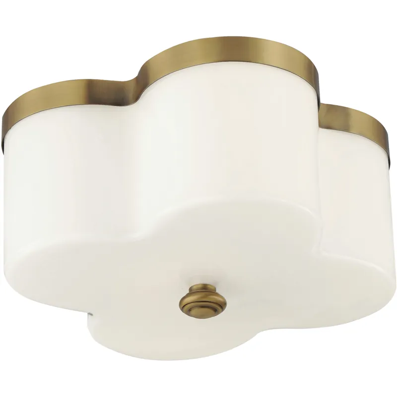 Clover 2 Light 13.5 inch Natural Aged Brass Flush Mount Ceiling Light New Release