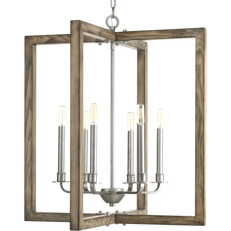 Affordable Turnbury 6 Light 26 inch Galvanized Chandelier Ceiling Light, Design Series