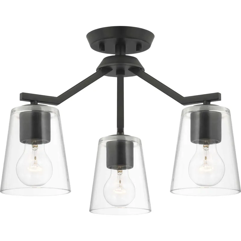 Vertex 3 Light 18 inch Matte Black Convertible Chandelier Ceiling Light Warranty Included