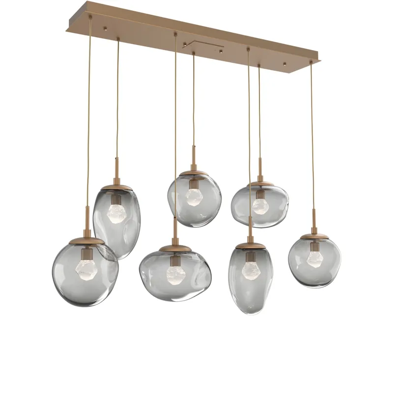 Cosmos LED LED 50.3 inch Novel Brass Linear Pendant Ceiling Light in 3000K LED, Zircon Inner - Smoke Outer, Multi-Port Shop Now