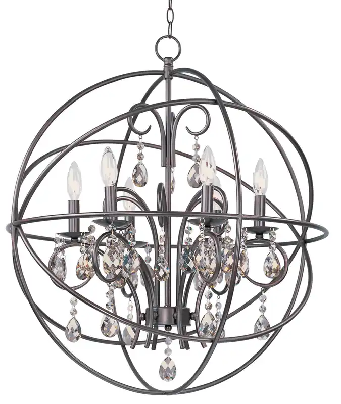 Orbit 6 Light 25 inch Oil Rubbed Bronze Chandelier Ceiling Light in Candelabra Hot Picks