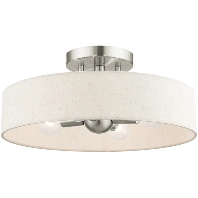 Venlo 4 Light 14 inch Brushed Nickel Semi Flush Ceiling Light Free Delivery