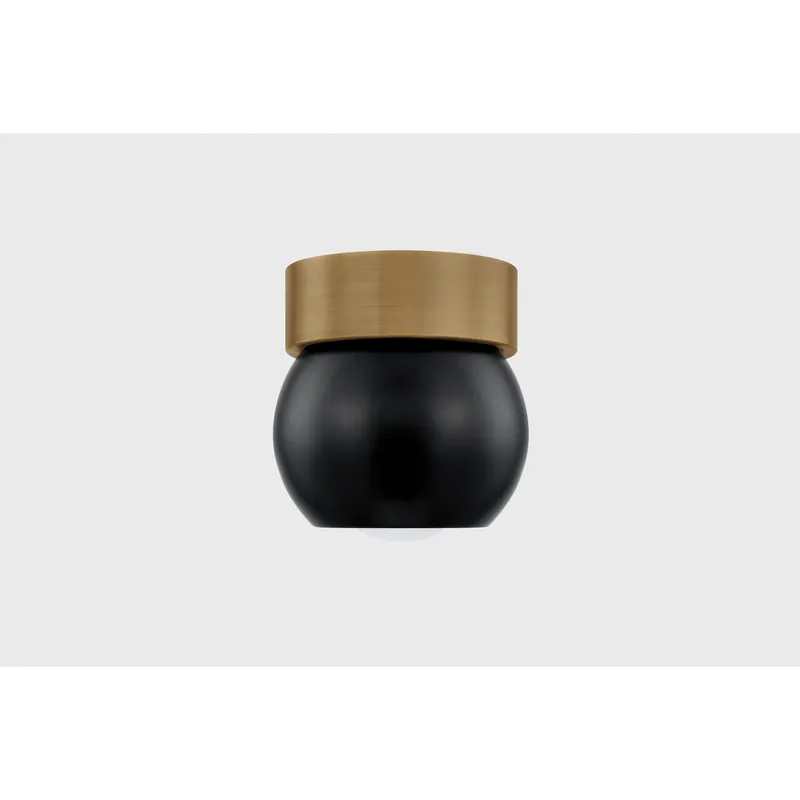 Odin 1 Light 5.5 inch Patina Brass and Soft Black Flush Mount Ceiling Light in Patina Brass/Soft Black Handmade