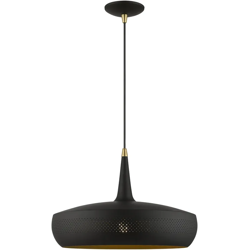 Limited Offer Banbury 1 Light 17 inch Black with Antique Brass Accents Pendant Ceiling Light
