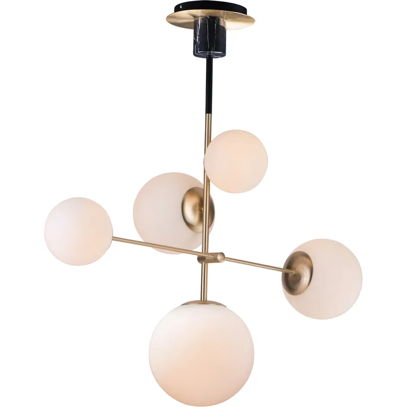 Vesper 5 Light 15 inch Satin Brass/Black Suspension Pendant Ceiling Light Modern