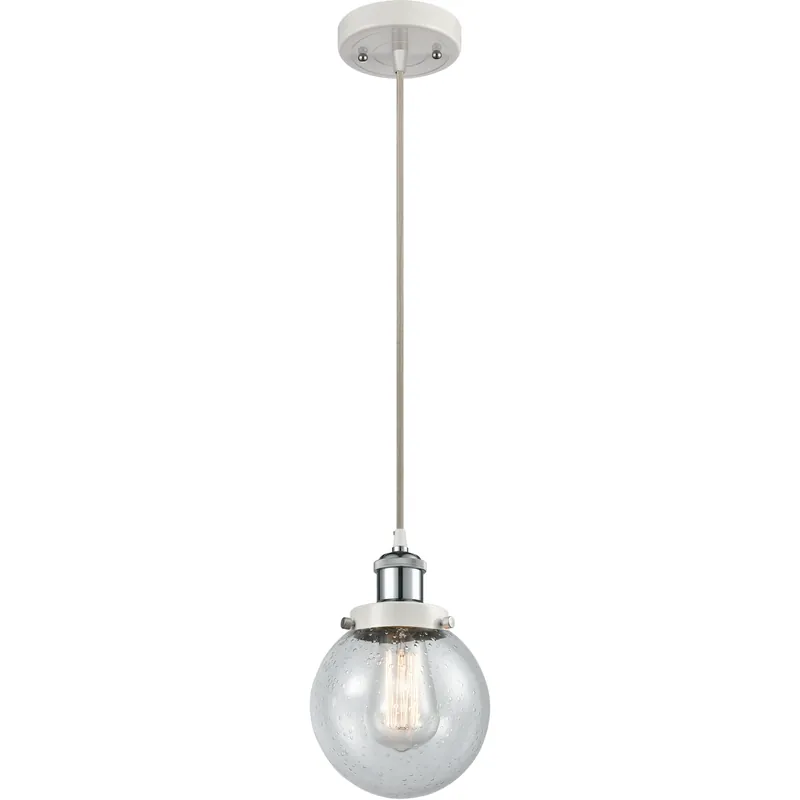 Ballston Beacon 1 Light 6 inch White and Polished Chrome Mini Pendant Ceiling Light in Seedy Glass Authentic