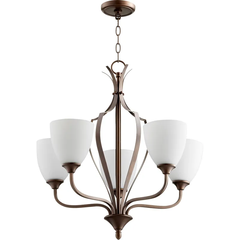 Jardin 5 Light 30 inch Oiled Bronze Chandelier Ceiling Light in Satin Opal Factory Price