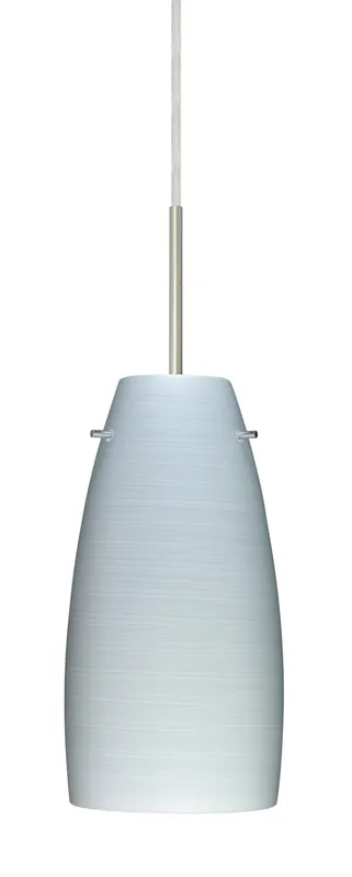 Tao 1 Light Satin Nickel Pendant Ceiling Light in Chalk Glass, Incandescent Luxury