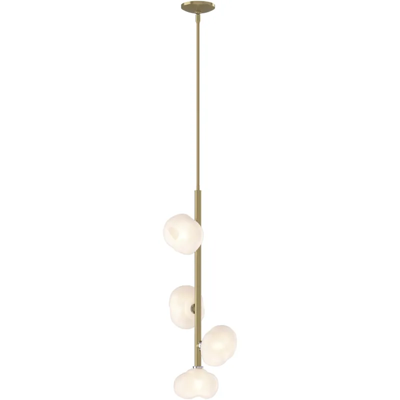 Viral Ume 4 Light 11.6 inch Modern Brass Vertical Pendant Ceiling Light in Frosted