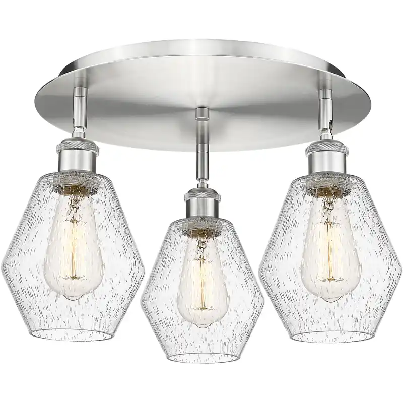 Affordable Cindyrella 3 Light 17.75 inch Satin Nickel Flush Mount Ceiling Light in Seedy