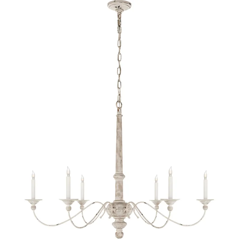 Country Chandelier 6 Light 41 inch Belgian White Chandelier Ceiling Light, Large Hassle-Free Returns