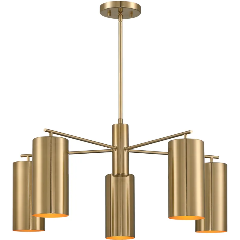 Free Delivery Lio 5 Light 28 inch Noble Brass Chandelier Ceiling Light