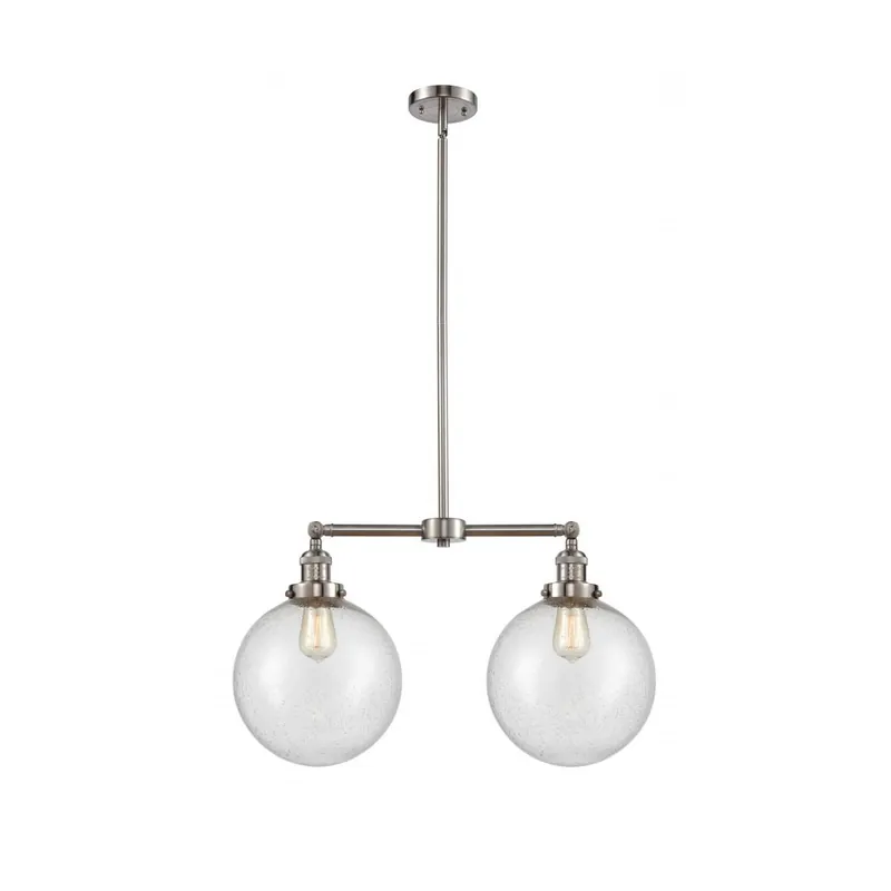 Direct From Factory Franklin Restoration X-Large Beacon LED 25 inch Brushed Satin Nickel Chandelier Ceiling Light in Seedy Glass, Franklin Restoration