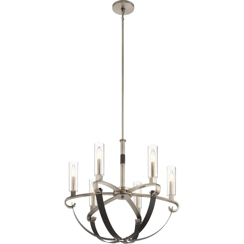 Artem 6 Light 27 inch Classic Pewter Chandelier 1 Tier Medium Ceiling Light, Medium Money Back Guarantee