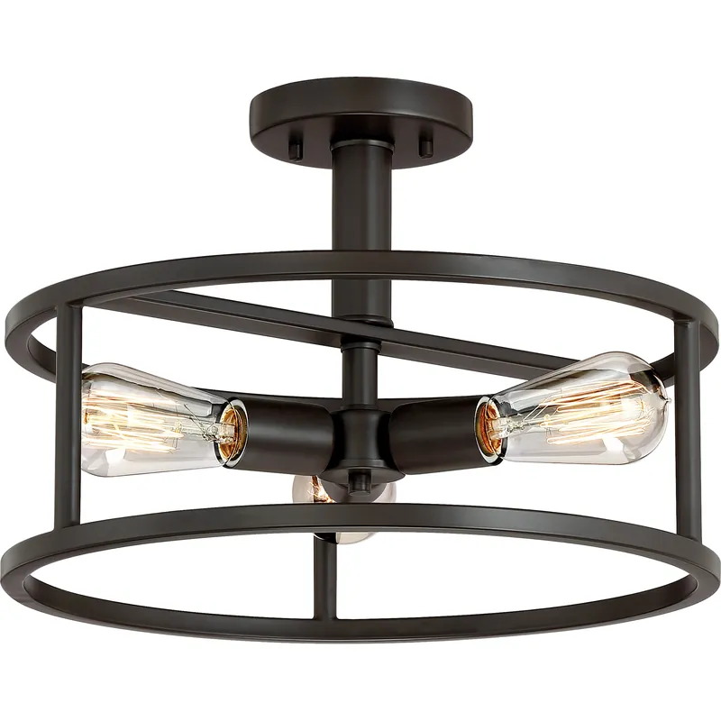 Limited Offer New Harbor 3 Light 15 inch Western Bronze Semi-Flush Mount Ceiling Light