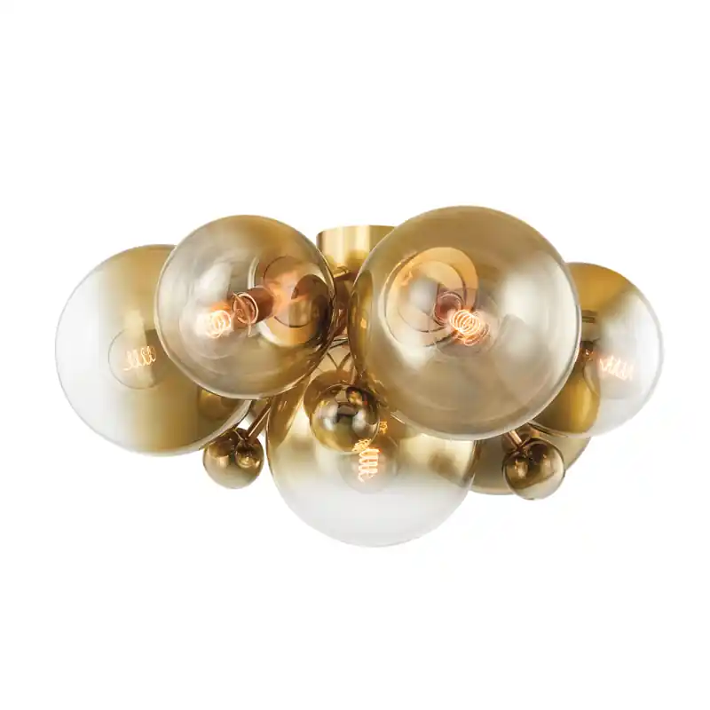 Buy Today Kyoto 7 Light 28 inch Vintage Polished Brass Flush Mount Ceiling Light