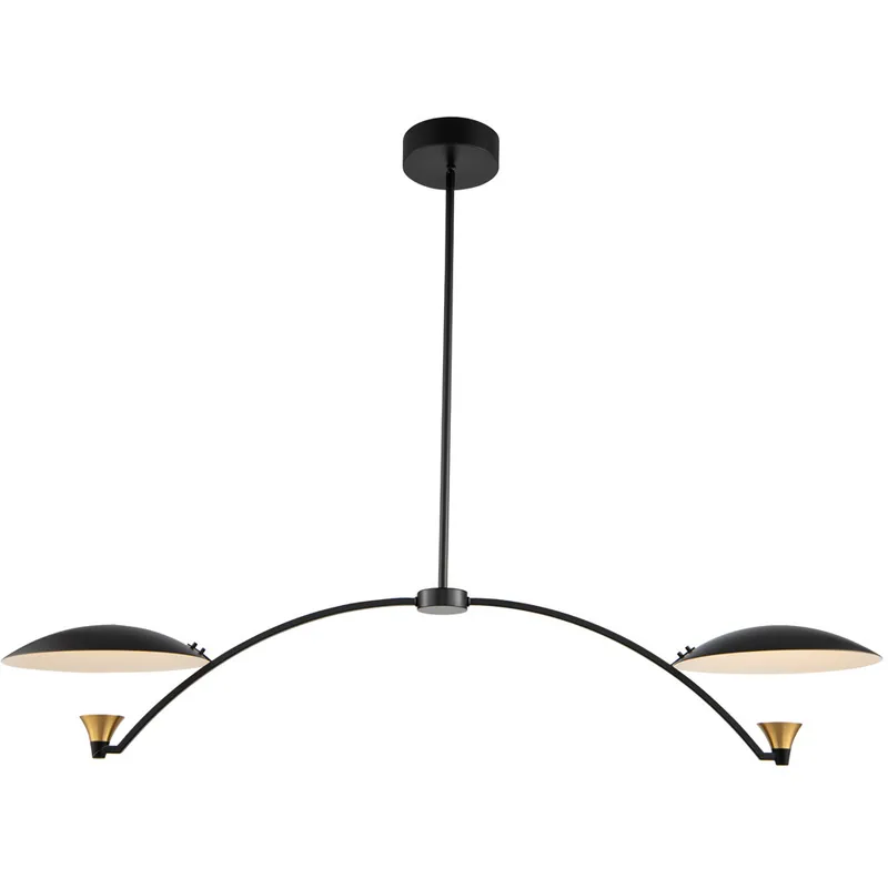 Best Price Redding Island Linear Ceiling Light in Matte Black With White And Brass Accent