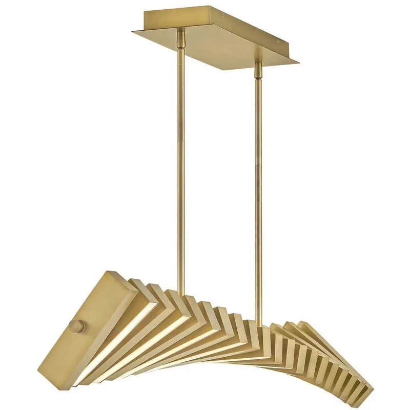 Stitch LED 42 inch Lacquered Brass Chandelier Ceiling Light, Linear & Oval Hassle-Free Returns