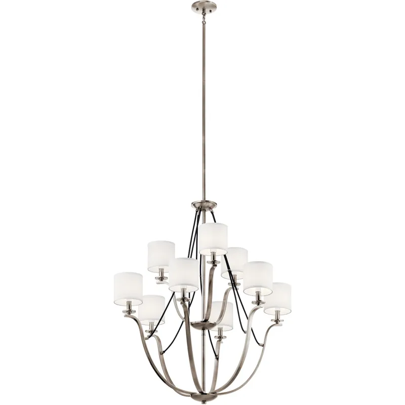Clearance Thisbe 9 Light 33 inch Classic Pewter Chandelier 2 Tier Ceiling Light, 2 Tier