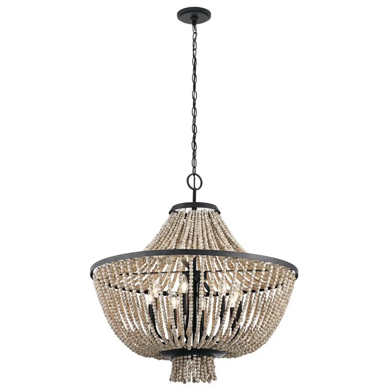 Brisbane 8 Light 30 inch Distressed Black Chandelier 1 Tier Large Ceiling Light, 1 Tier Large Warranty Included