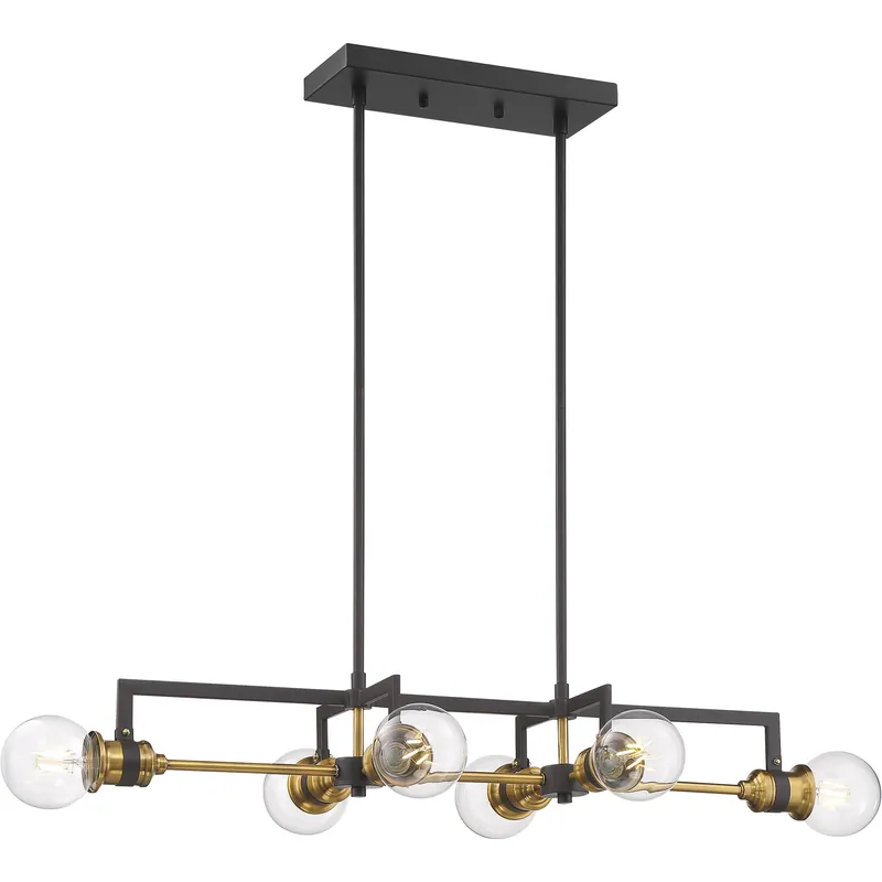 Intention 6 Light 33 inch Warm Brass and Black Island Pendant Ceiling Light Factory Price