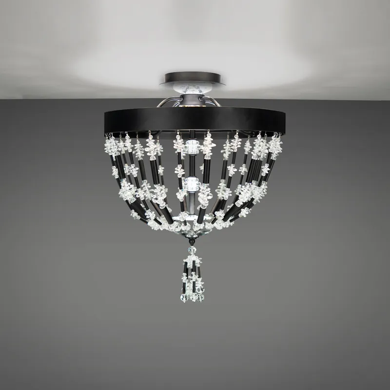 Bali LED 16 inch Black Semi-Flush Mount Ceiling Light, Schonbek Signature Fresh Stock