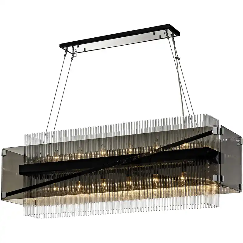 Apollo 12 Light 49.75 inch Dark Bronze Polished Chrome Linear Ceiling Light, Smoked and Clear Glass Factory Price