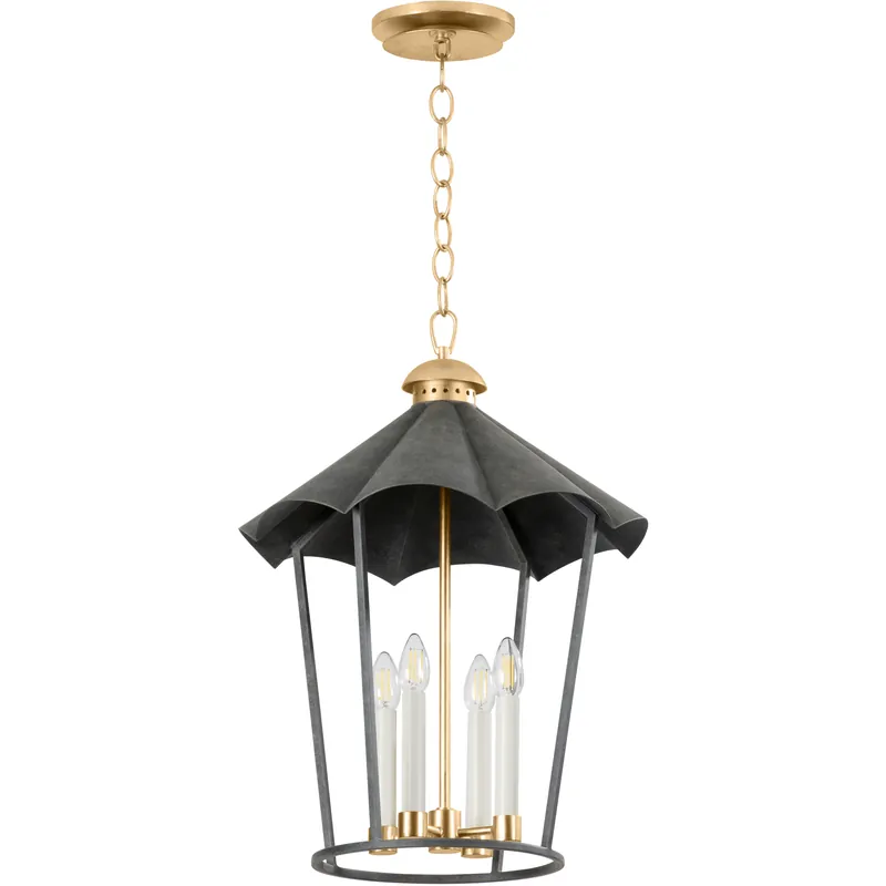 Wildomar 4 Light 17.5 inch Vintage Gold Leaf and French Iron Indoor Lantern Ceiling Light Top Rated