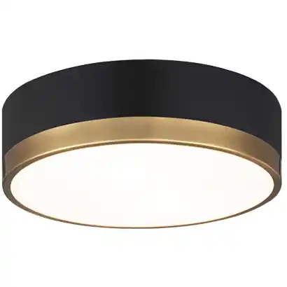 Limited Time Trydor 2 Light 12 inch Black and Aged Gold Flush Mount Ceiling Light in Black and Aged Gold Brass