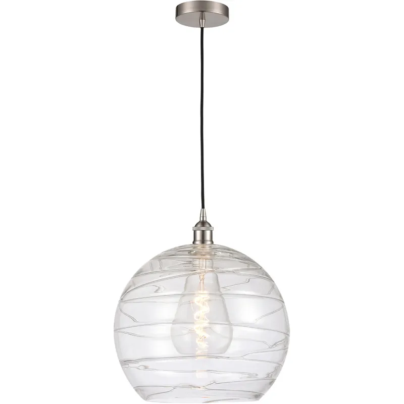 Edison Athens Deco Swirl 1 Light 14 inch Brushed Satin Nickel Pendant Ceiling Light Must Have