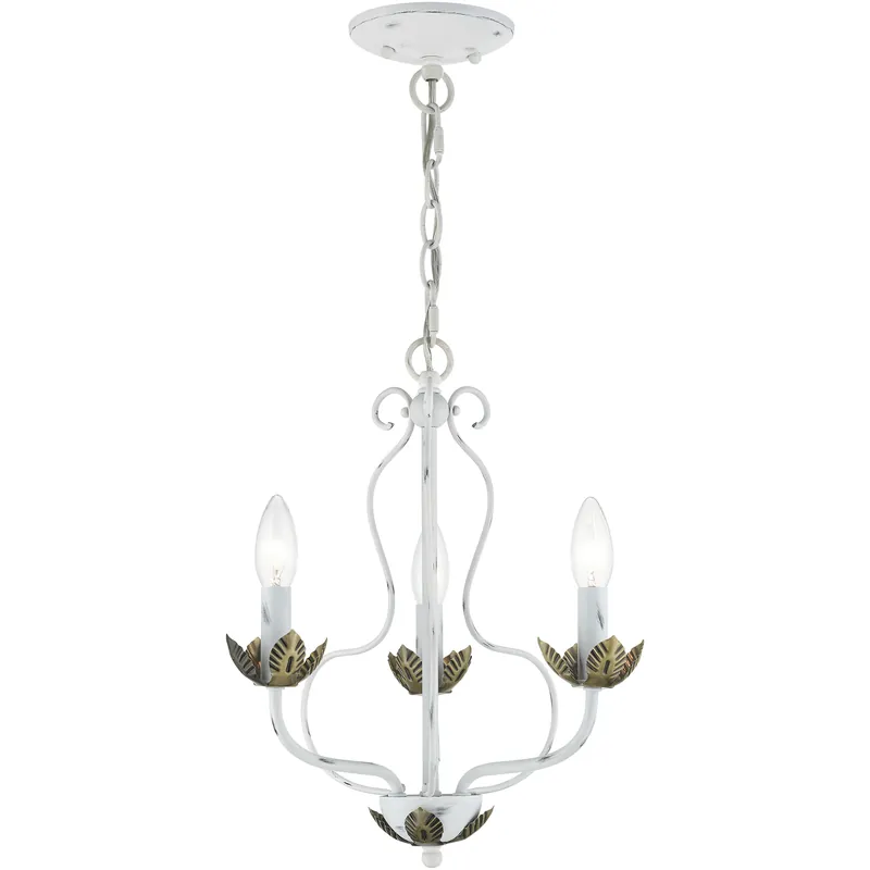 Big Sale Katarina 3 Light 13 inch Antique White with Antique Brass Accents Chandelier Ceiling Light